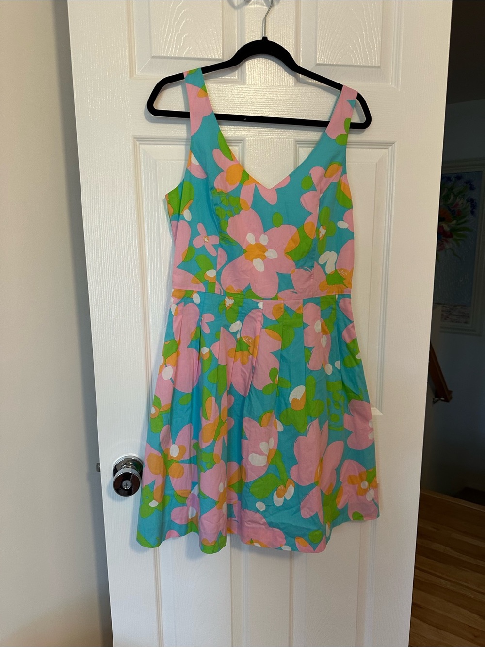 Lilly Pulitzer Floral V-Neck Sundress in Turquoise and Pink